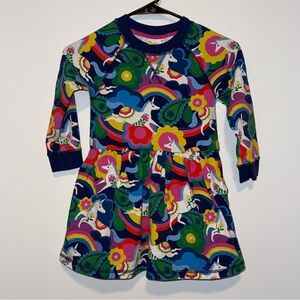 Mini Boden Girls 5-6 Unicorn Sweatshirt Dress Navy Pink Green Knee Length
